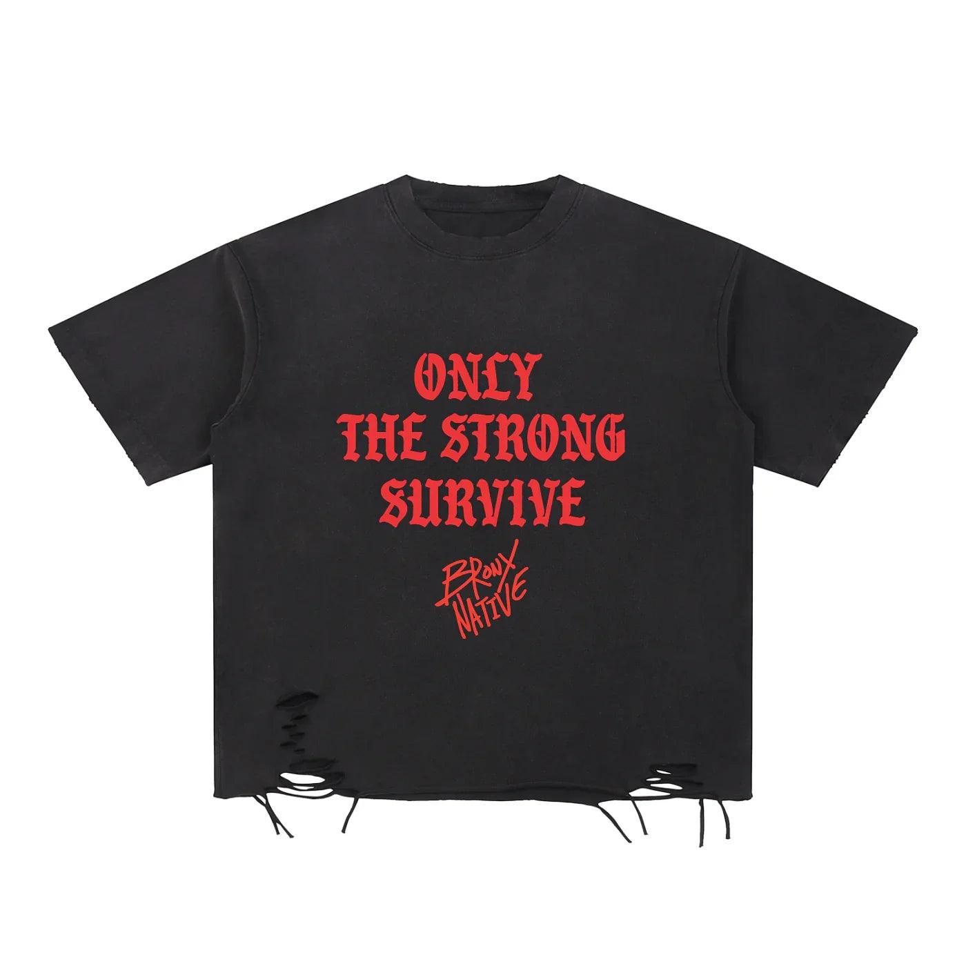 Only The Strong Survive Snow Washed Raw-Hem | Bronx Native – Bronx