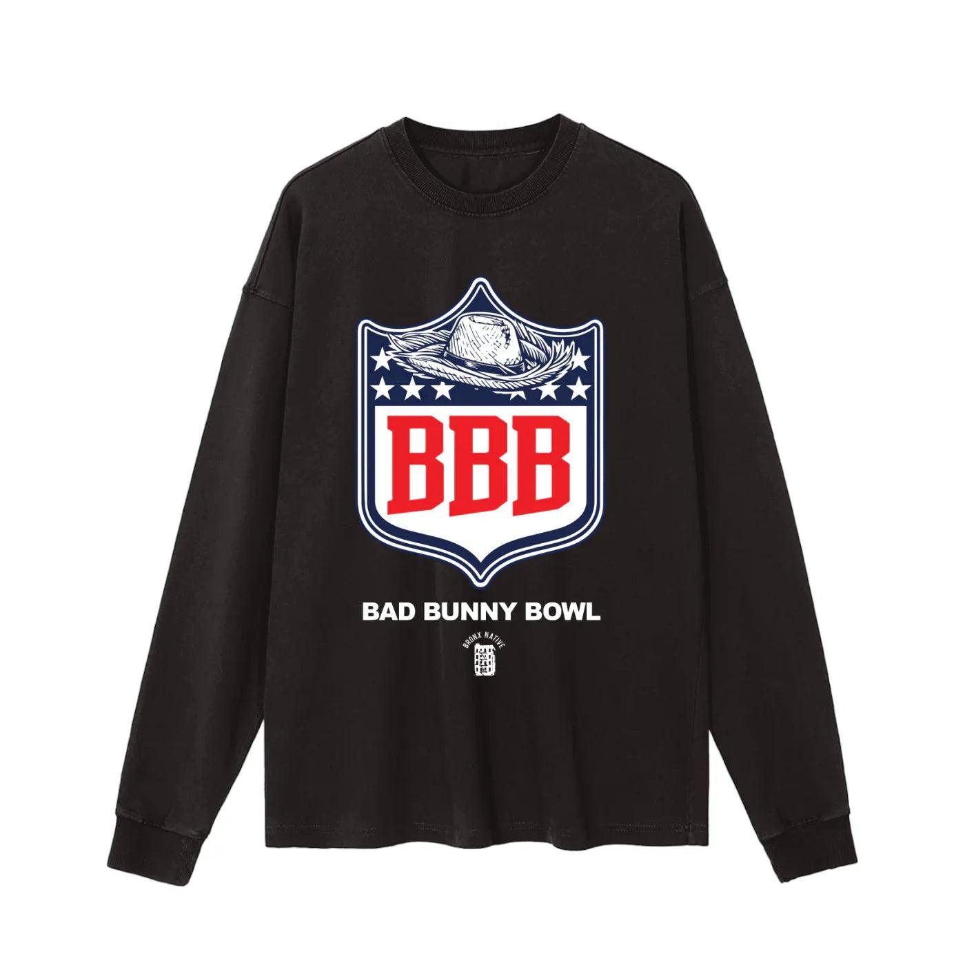 Bad Bunny Bowl Vintage Washed Long Sleeve T-Shirt – Bronx Native Shop