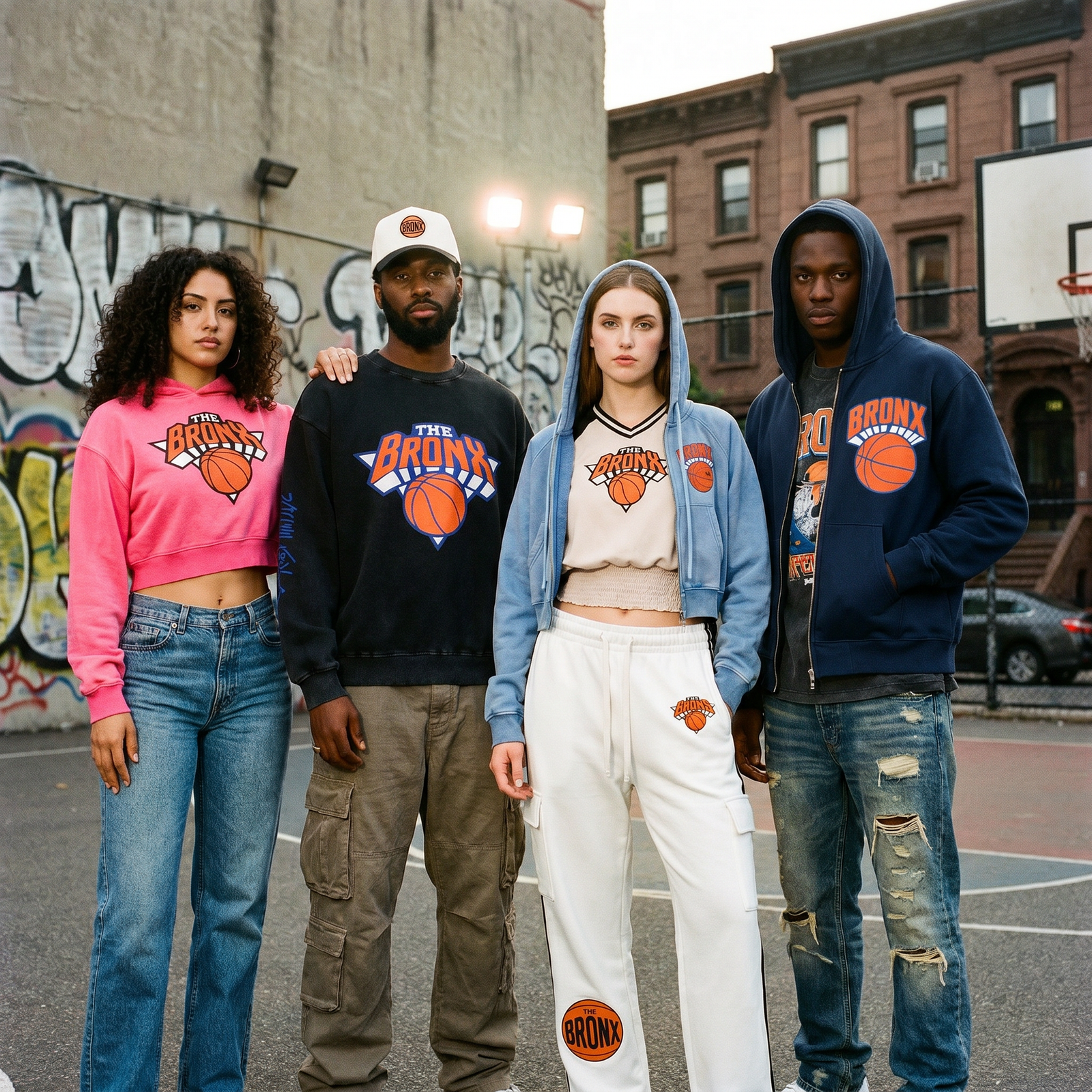 Bronx Basketball apparel styling guide with tees hoodies caps jackets and shorts
