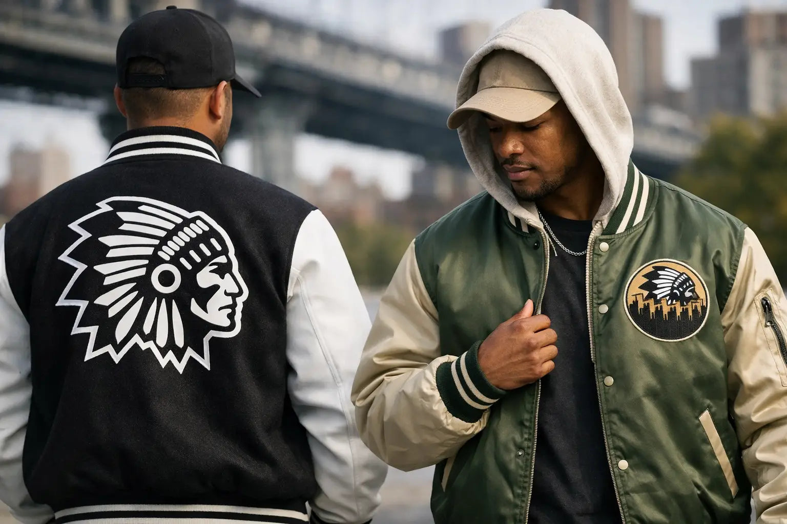 Bronx Native jackets styled with graphic tees hoodies hats and BX streetwear