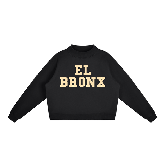 EL BRONX Women's Essential Fleece Mock-Neck Crew Sweatshirt