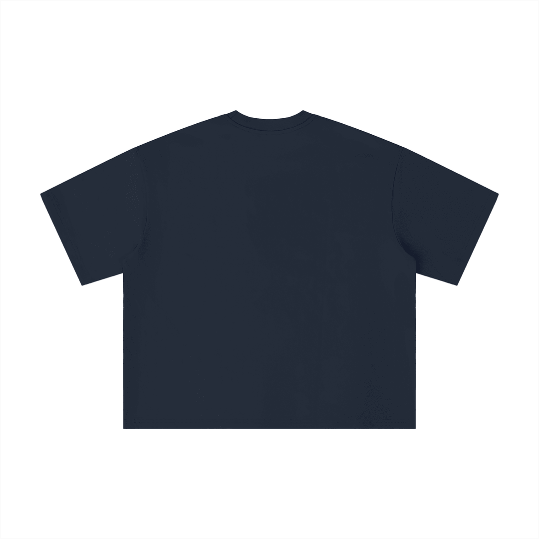 Dark navy plain t-shirt, minimalist streetwear style for casual urban fashion