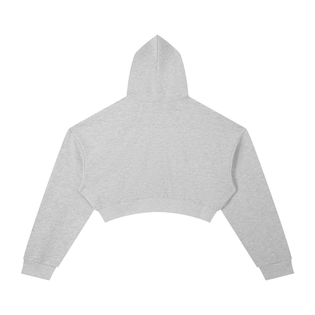 Gray cropped hoodie with hood, streetwear style for urban fashion