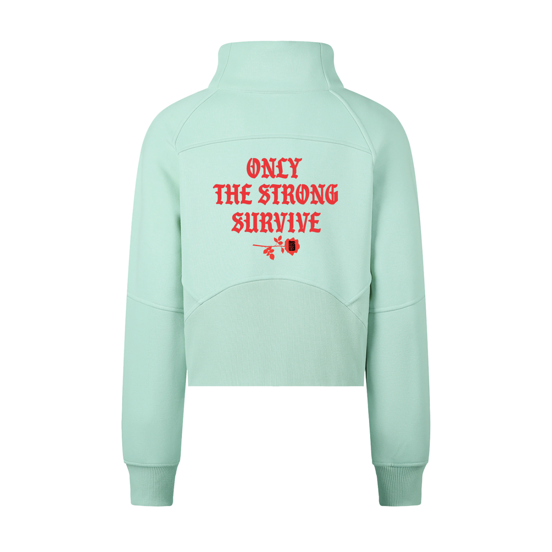 Only The Strong Survive ❤️ Cropped Half-Zip Sweatshirt