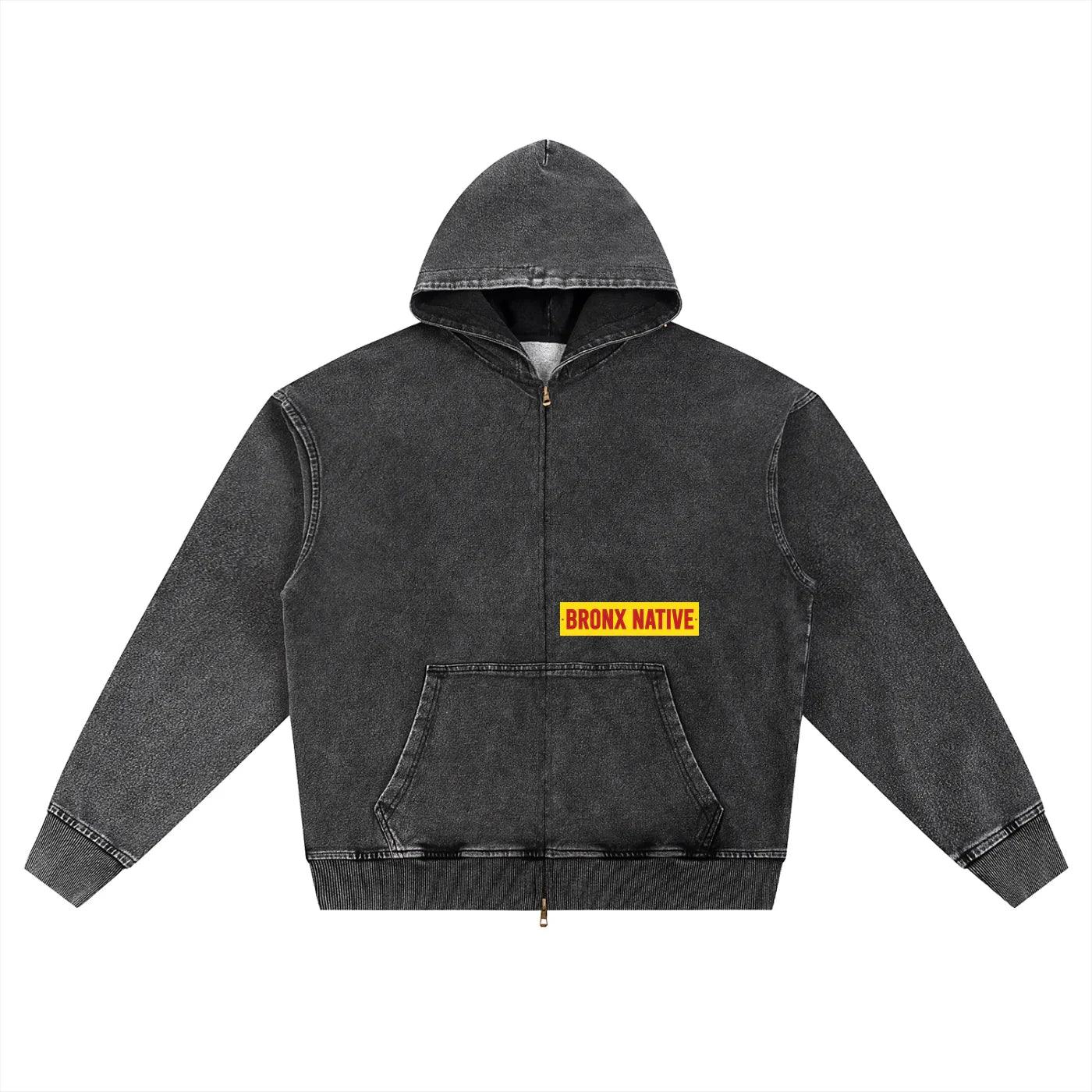 Bronx Native Apparel Snow Wash Oversized Zip-Up Hoodie | Bronx
