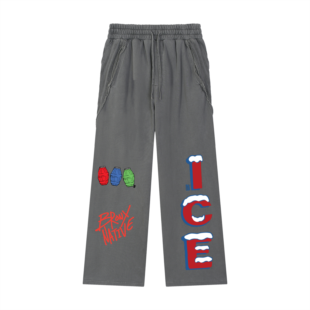 Bodega Ice Snow Washed Tape Raw Edge Sweatpants