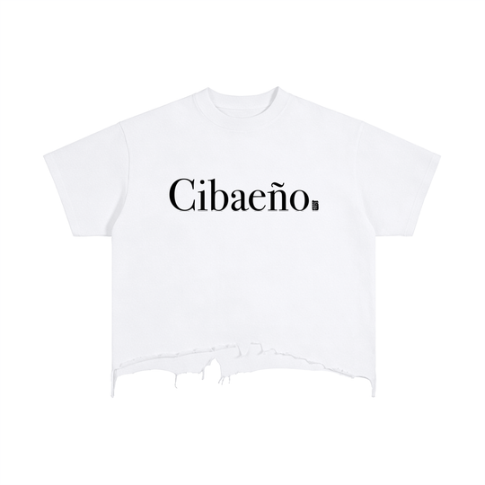 Cibaeño Vintage Wash Boxy Distressed Hem T-Shirt