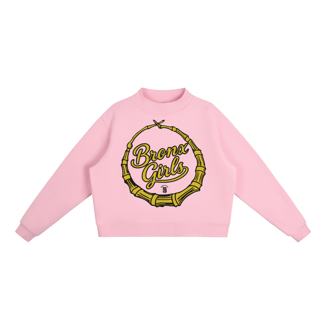Bronx Girls Bamboo Earring Mock-Neck Crew Sweatshirt