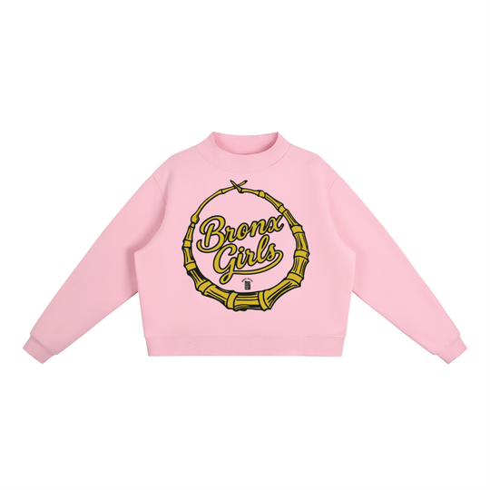 Bronx Girls Bamboo Earring Mock-Neck Crew Sweatshirt