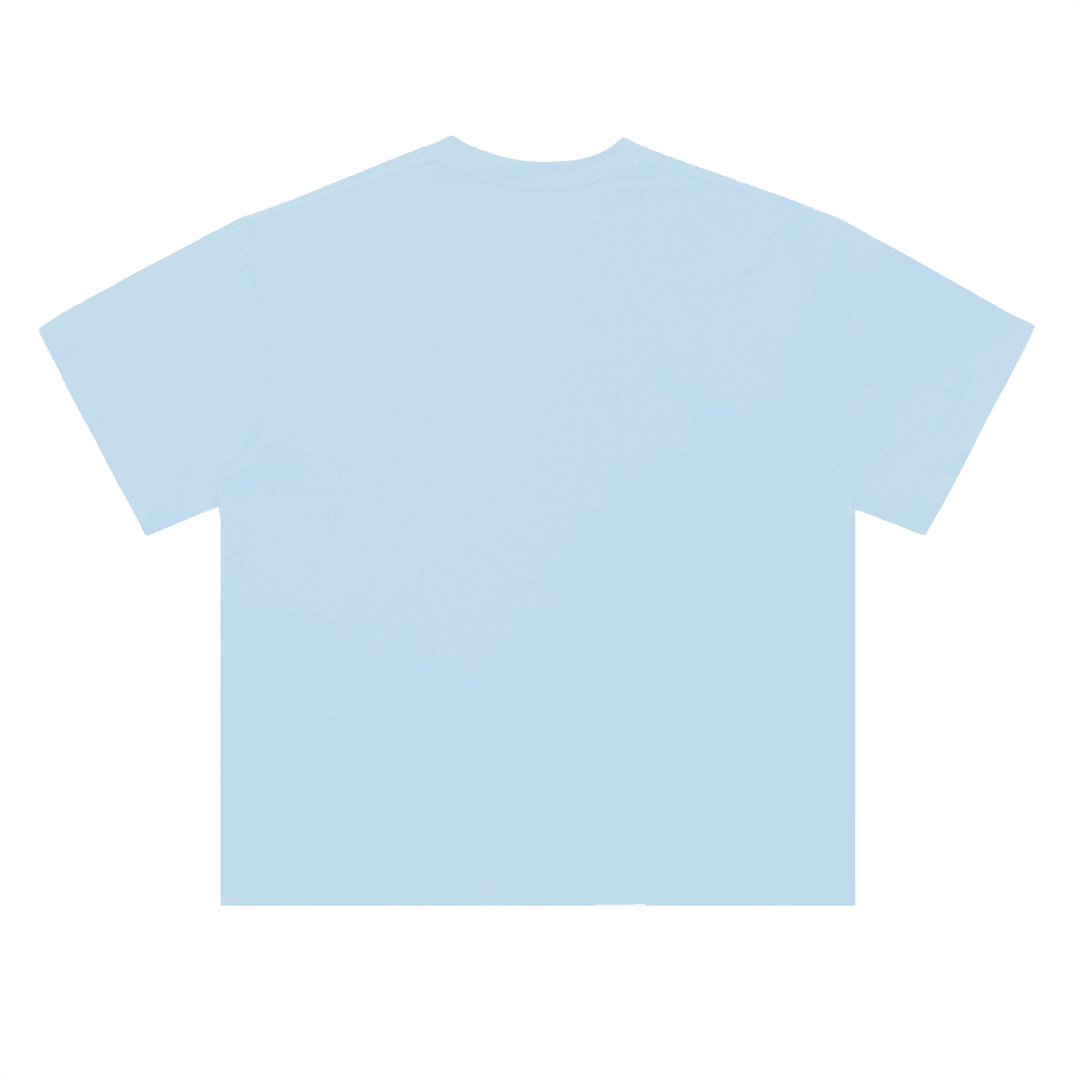 Light blue plain tee shirt, NYC streetwear style, blank front design for custom prints