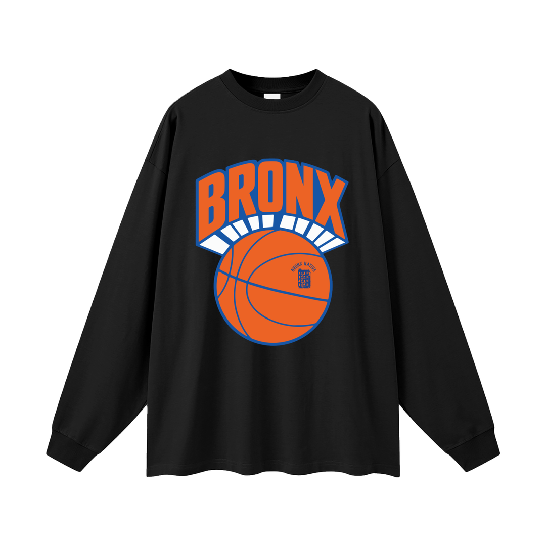 Bronx Basketball 2026 Finals Collection Oversized Unisex Long Sleeve T-Shirt by Bronx Native for New York basketball Finals energy and Bronx streetwear pride