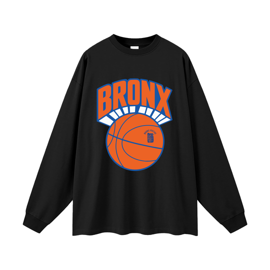 Bronx Basketball 2026 Finals Collection Oversized Unisex Long Sleeve T-Shirt by Bronx Native for New York basketball Finals energy and Bronx streetwear pride