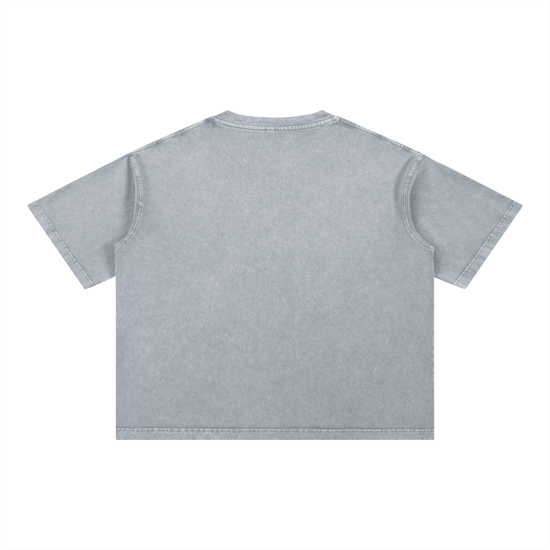 Gray cropped t-shirt with relaxed fit, ideal for urban streetwear style
