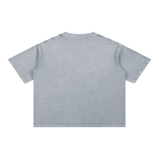 Gray cropped t-shirt with relaxed fit, ideal for urban streetwear style