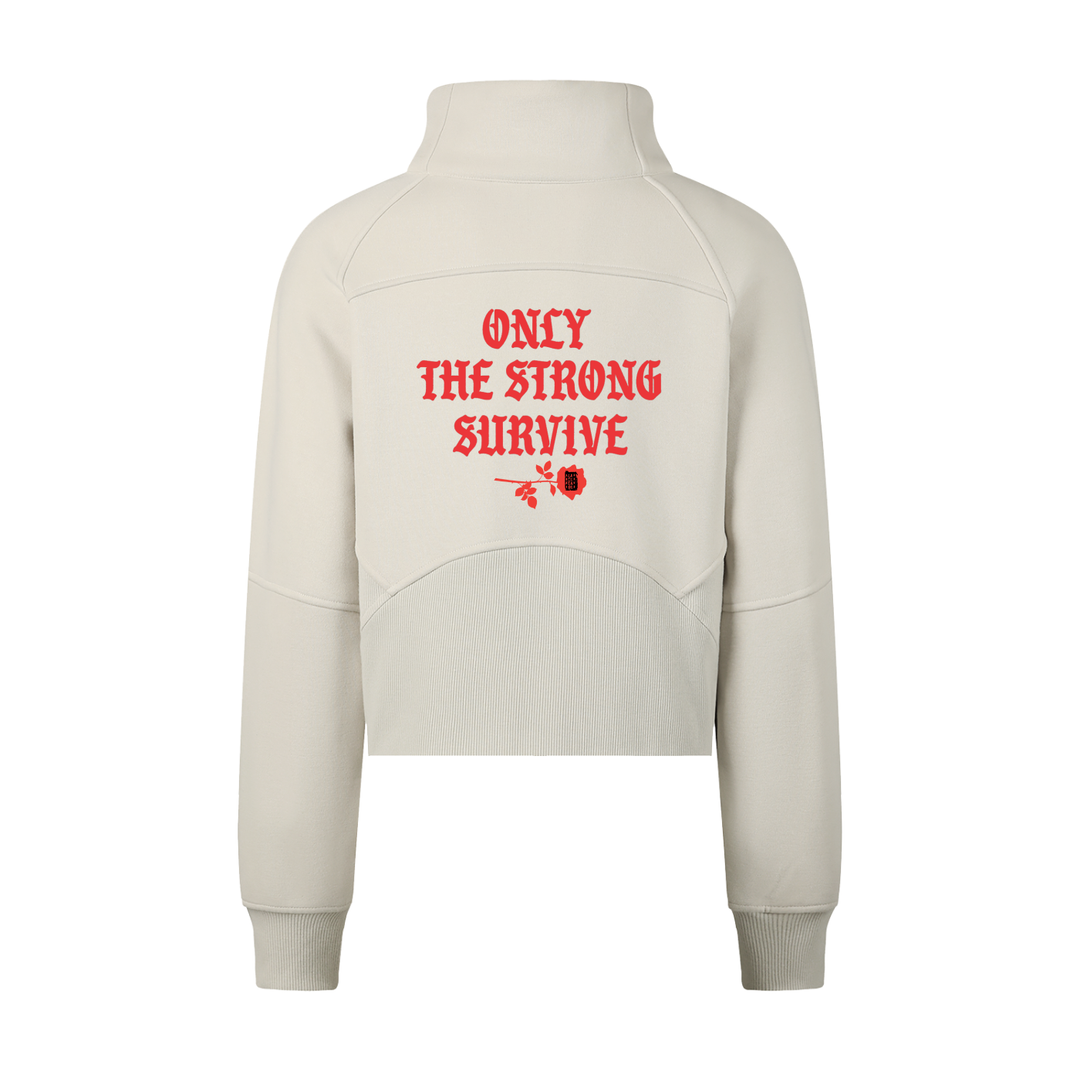 Only The Strong Survive ❤️ Cropped Half-Zip Sweatshirt