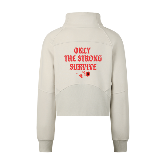 Only The Strong Survive ❤️ Cropped Half-Zip Sweatshirt