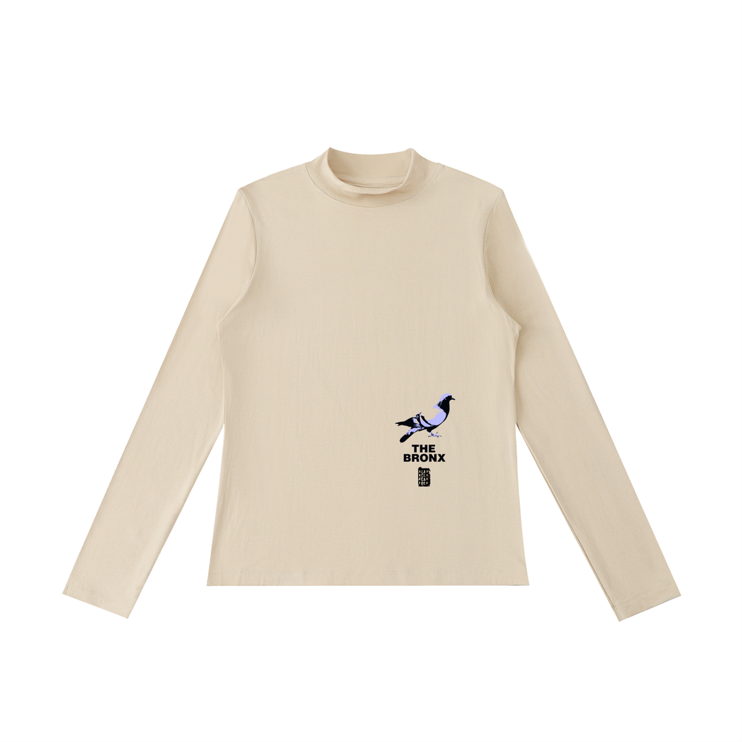 Bronx Pidgeon Womens Essential Mock Neck Long Sleeve T-Shirt