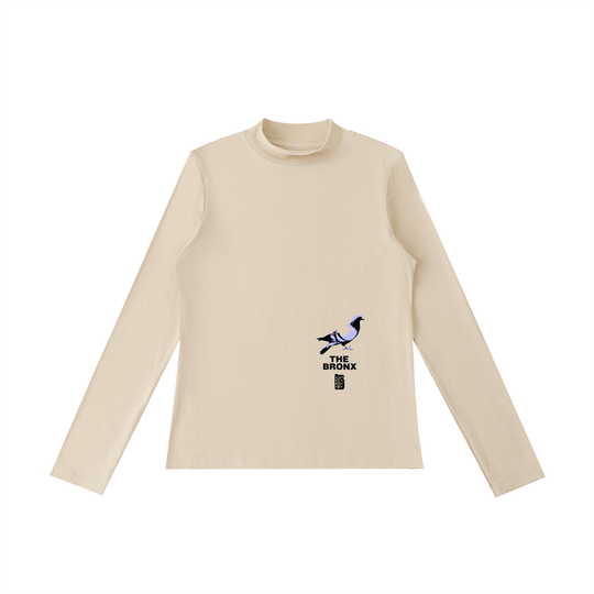 Bronx Pidgeon Womens Essential Mock Neck Long Sleeve T-Shirt