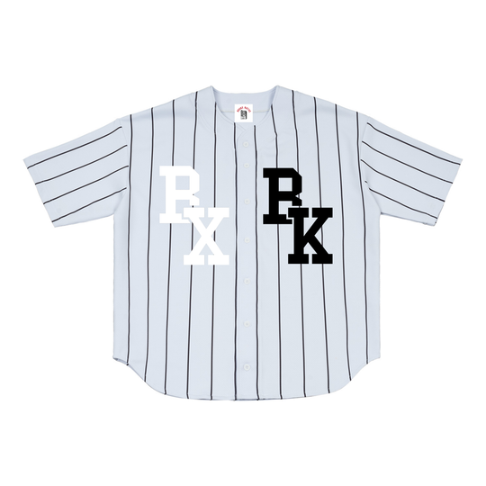 30th Anniversary Lim. Edition Pinstripe Baseball Jersey by Bronx Native — BX x BK Stadium Series product image