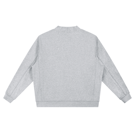 Gray heather crewneck sweatshirt, back view — NYC streetwear style