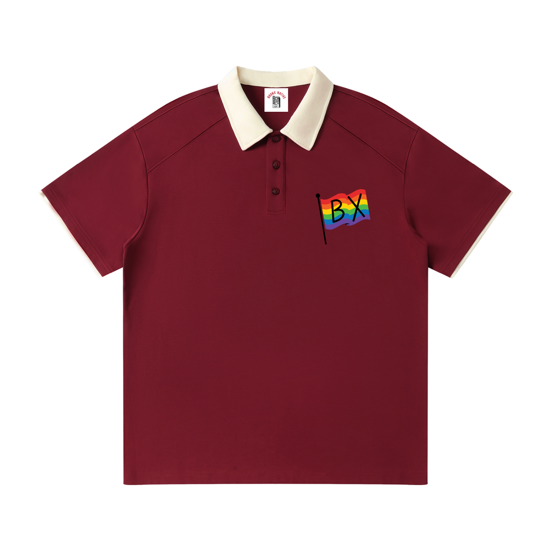 Contrast Collar Raglan Polo Shirt