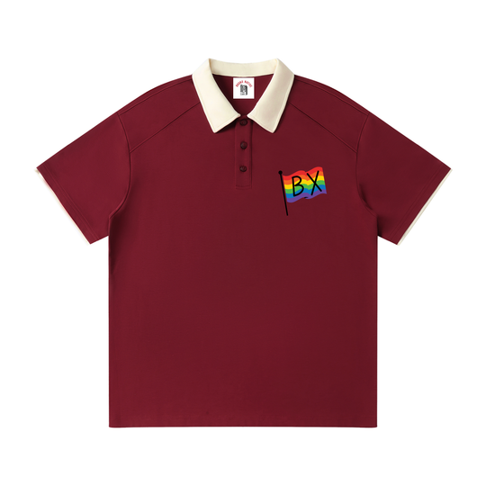 Contrast Collar Raglan Polo Shirt