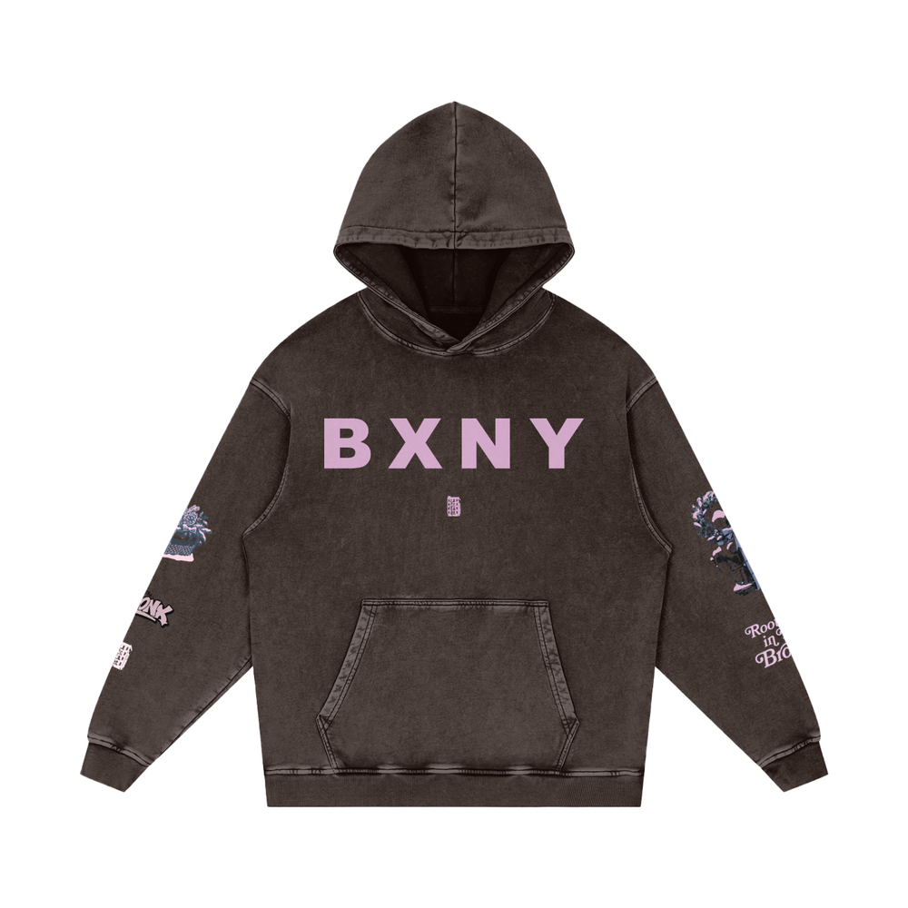 Rooted in BXNY Snow Washed Loose Cotton Hoodie