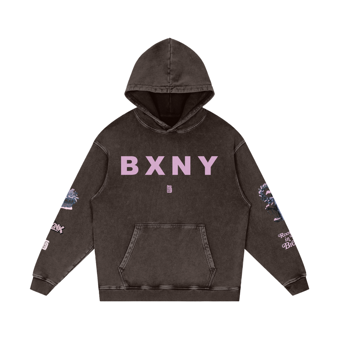 Rooted in BXNY Snow Washed Loose Cotton Hoodie
