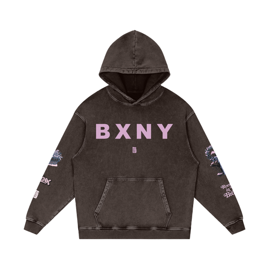 Rooted in BXNY Snow Washed Loose Cotton Hoodie