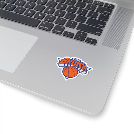 The Bronx basketball sticker on silver laptop, NYC streetwear vibe