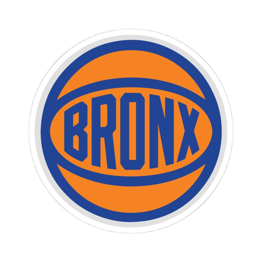 Bronx basketball logo sticker with bold blue text on orange ball design