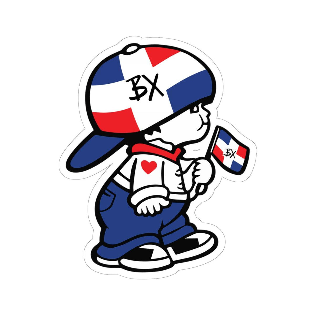 Cartoon character wearing BX cap and flag, NYC streetwear style