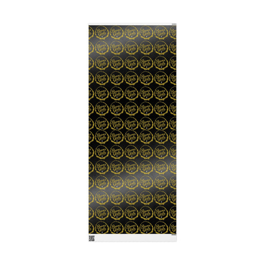 Black & Gold Crown Pattern Wrapping Paper Roll — Luxury Gift Wrap for Special Occasions