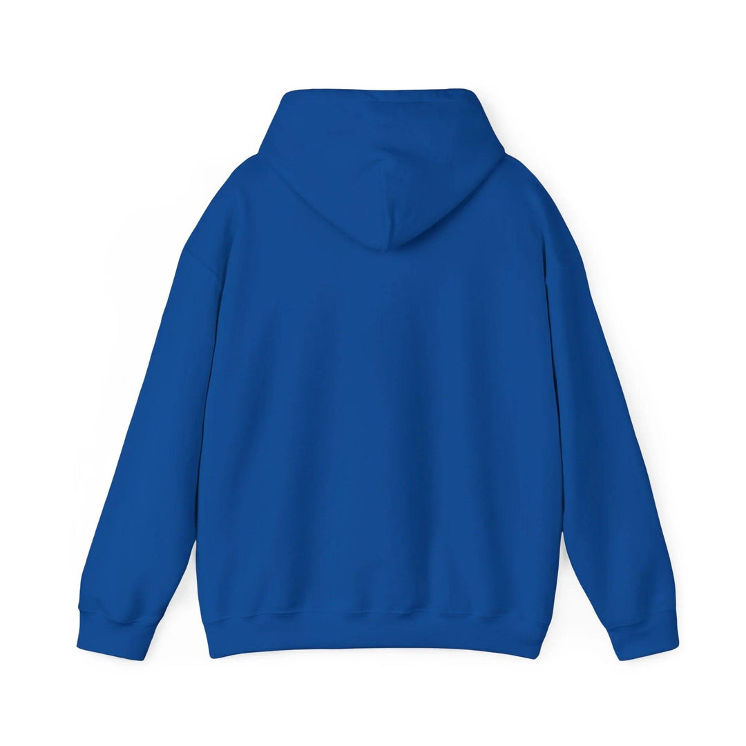Royal blue hoodie back view, bold streetwear style for NYC-inspired fashion