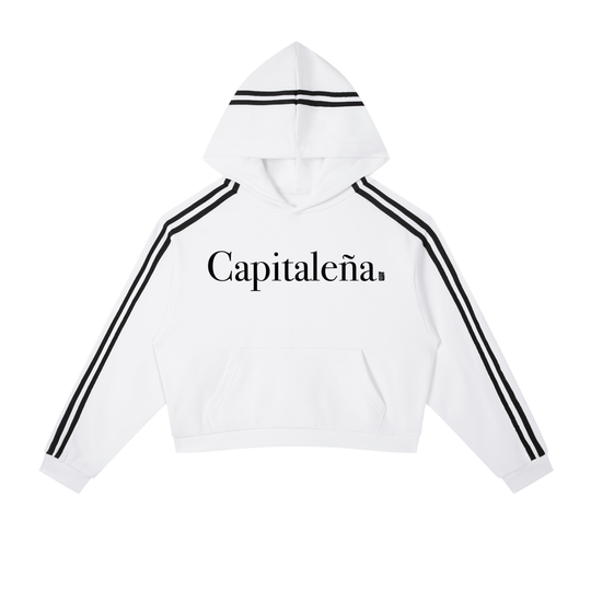 Capitaleña Contrast Side Stripe Cropped Hoodie