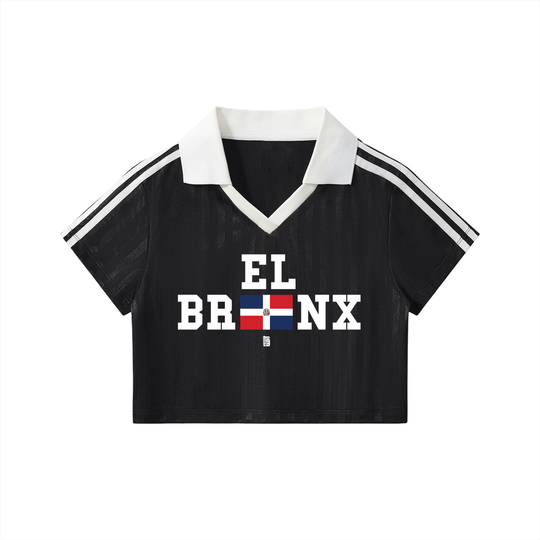 EL BRONX DR Contrast Collar Striped Cropped Jersey