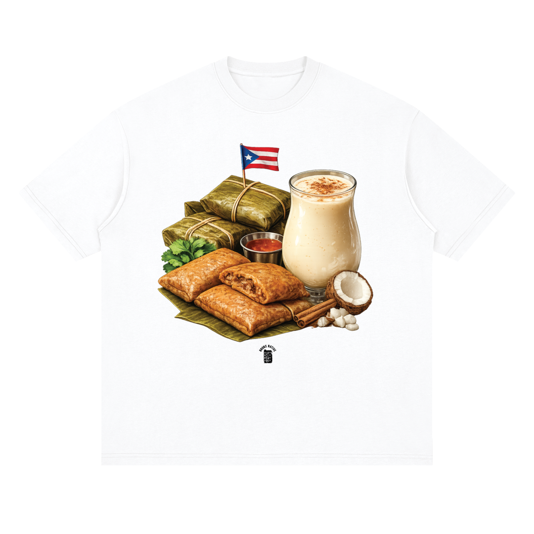 Nochebuena PR Edition Streetwear Loose Drop Shoulder T-Shirt by Bronx Native - Puerto Rico Collection