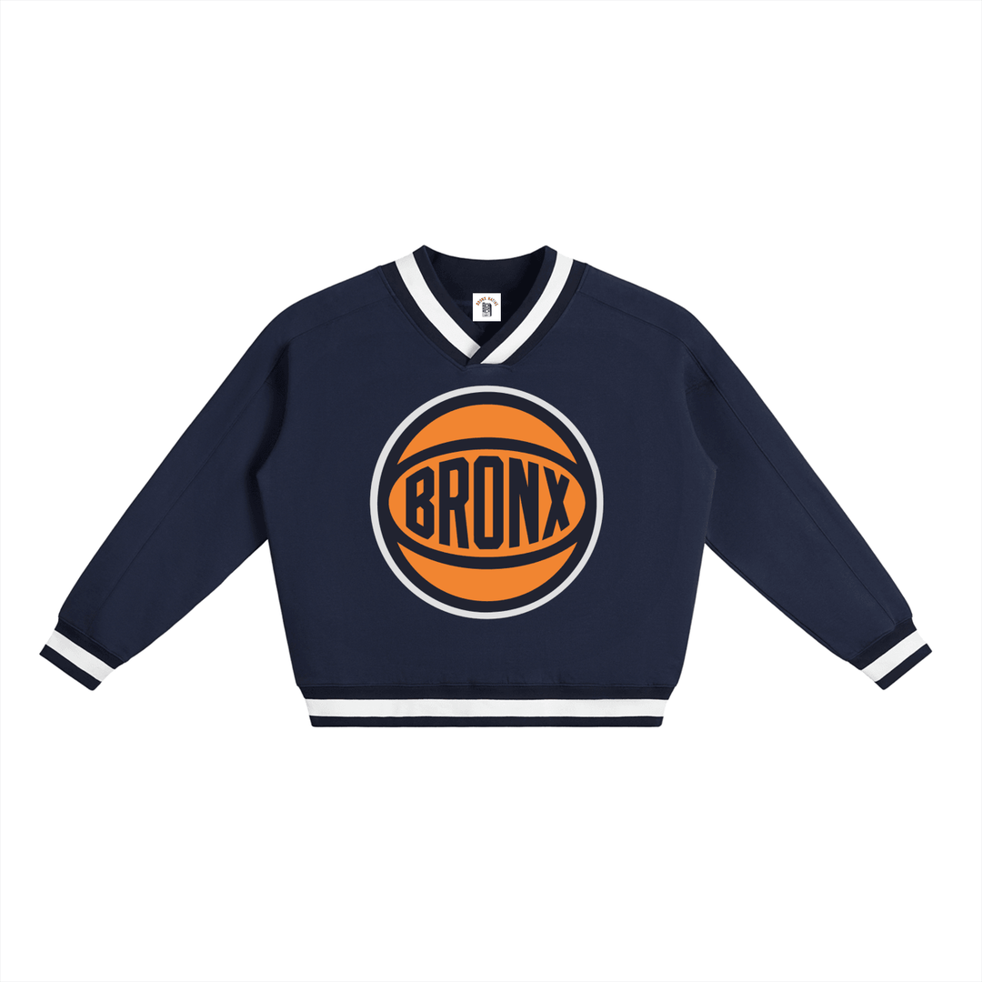 BXN Basketball 2026 Playoff Edition V-Neck Contrast Collar Boxy Sweatshirt by Bronx Native