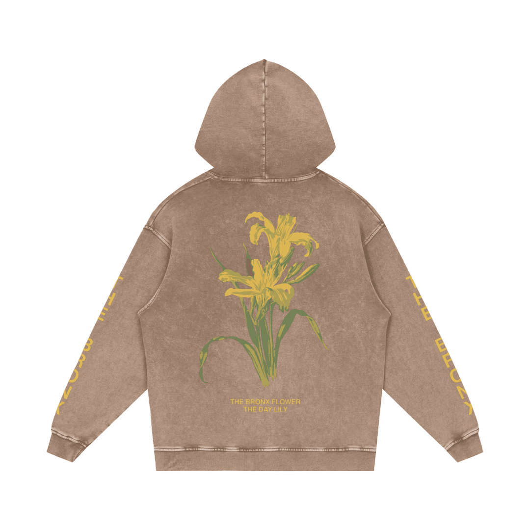 The Bronx Day Lily Snow Washed Loose Cotton Hoodie by Bronx Native for New York summer