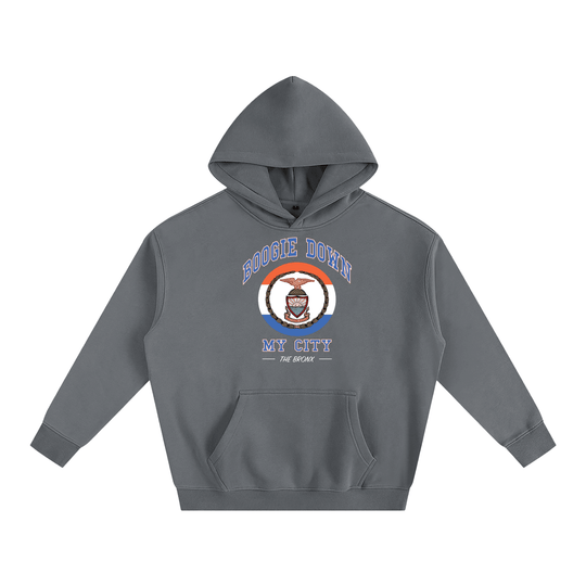 Boogie Down My City Classic Oversize Fleeced Hoodie by Bronx Native for New York summer