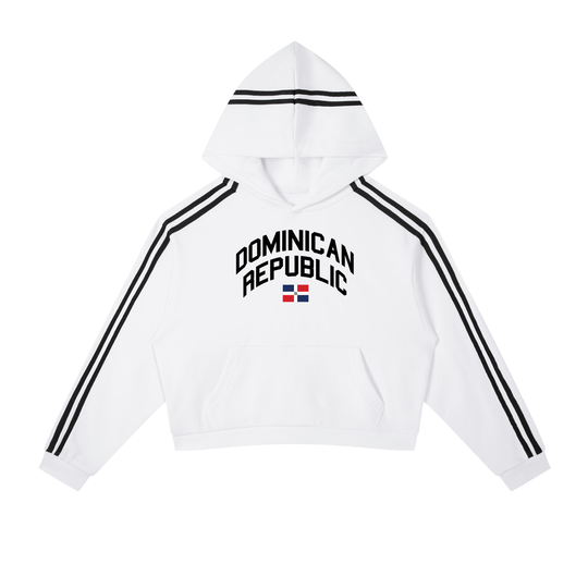 Dominican Republic Contrast Side Stripe Cropped Hoodie