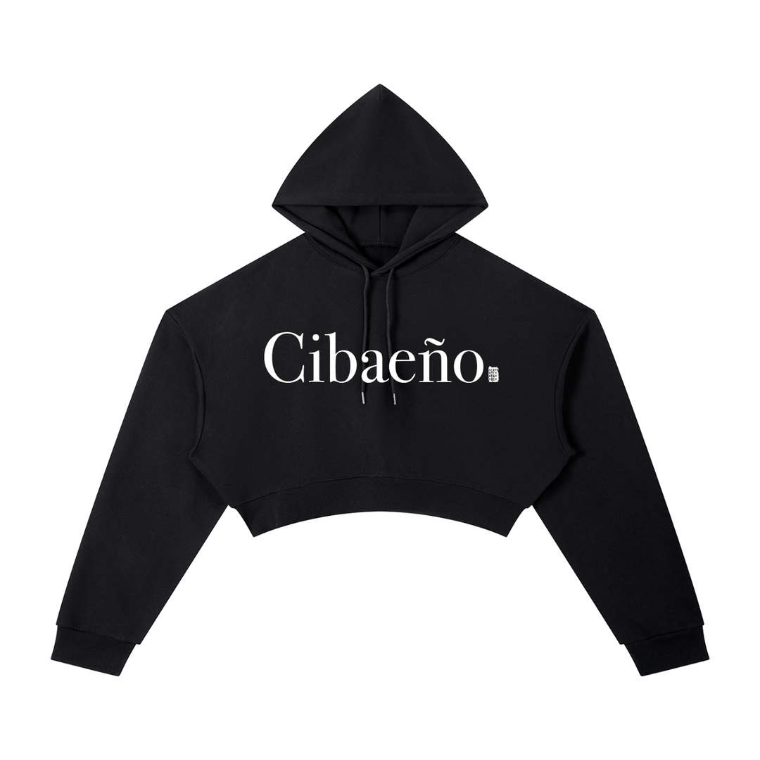 Black hoodie with 'Cibaeño' text on a white background