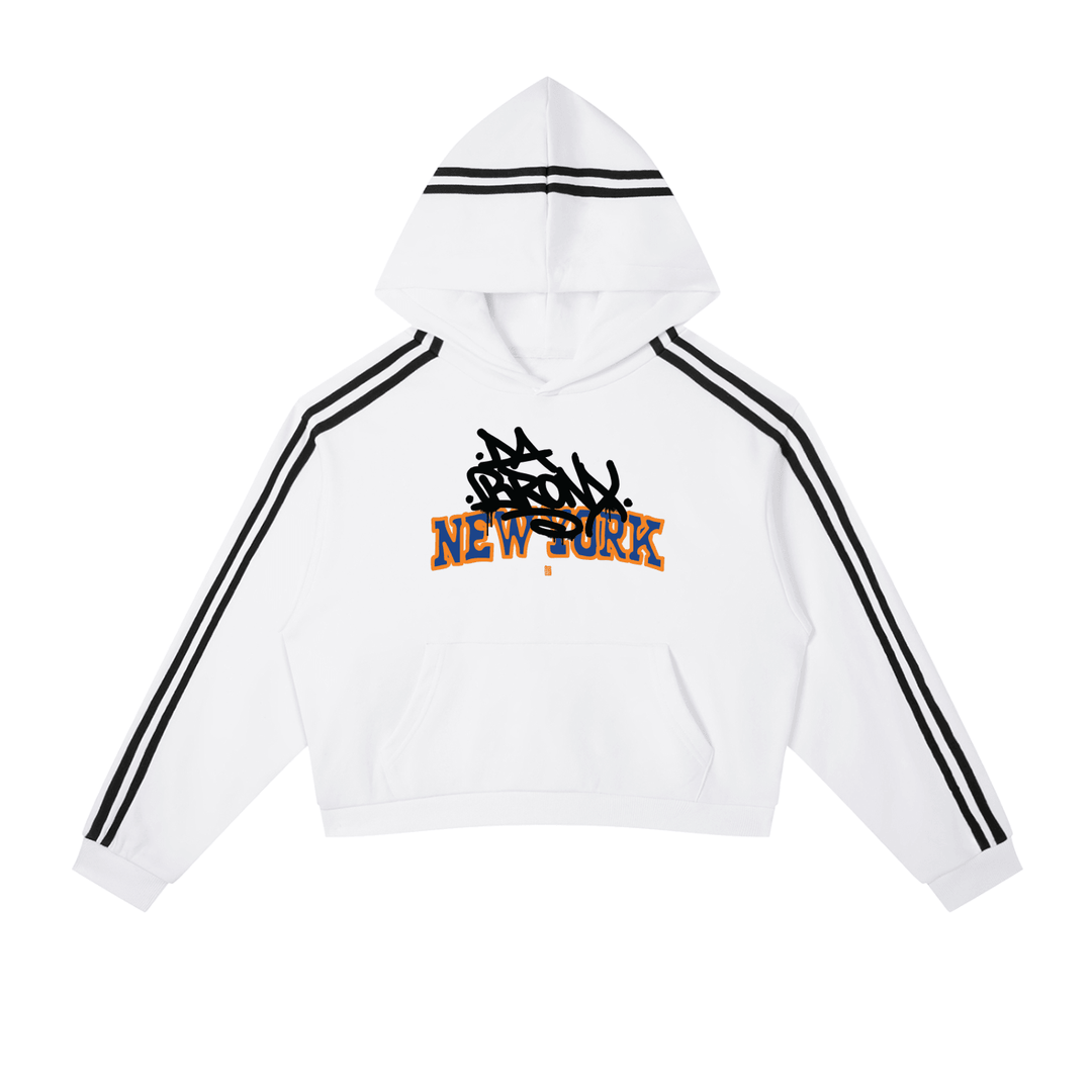 Bronx Basketball 2026 Playoff Edition Women's Contrast Side Stripe Cropped Hoodie by Bronx Native