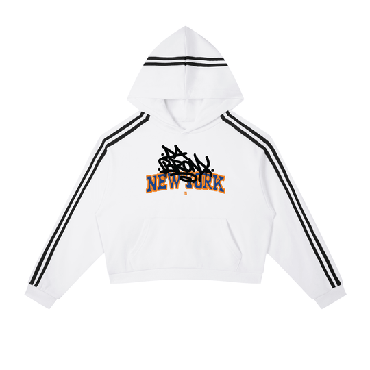 Bronx Basketball 2026 Playoff Edition Women's Contrast Side Stripe Cropped Hoodie by Bronx Native