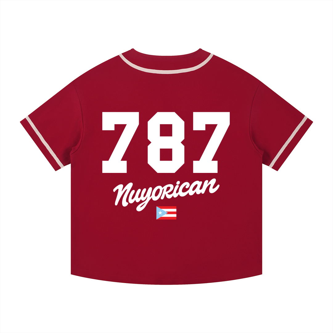 EL Bronx 787 Nuyorican Contrast Piped Button-Up Jersey by Bronx Native - Puerto Rico Collection