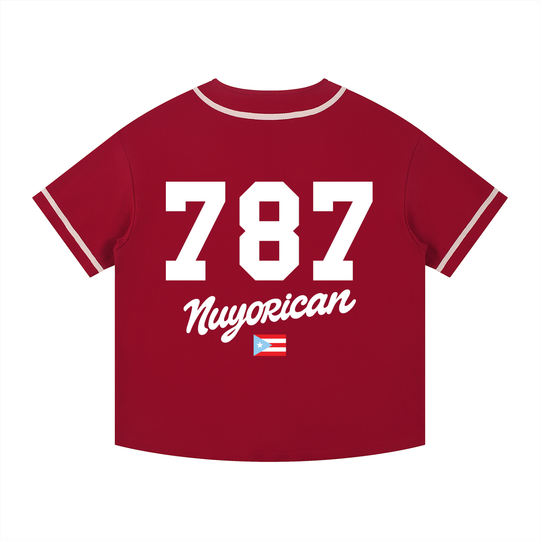 EL Bronx 787 Nuyorican Contrast Piped Button-Up Jersey by Bronx Native - Puerto Rico Collection