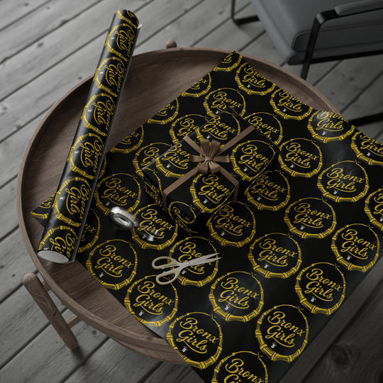 Black & Gold Crown Pattern Wrapping Paper Roll — Luxury Gift Wrap for Special Occasions