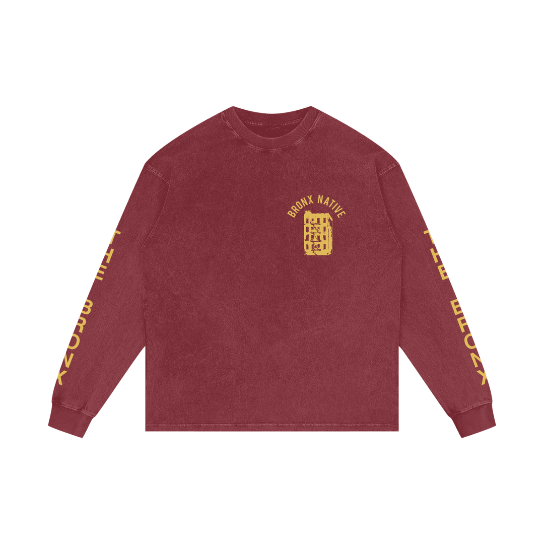 The Bronx Flower Acid Wash Oversize Long Sleeve T-Shirt by Bronx Native for New York summer