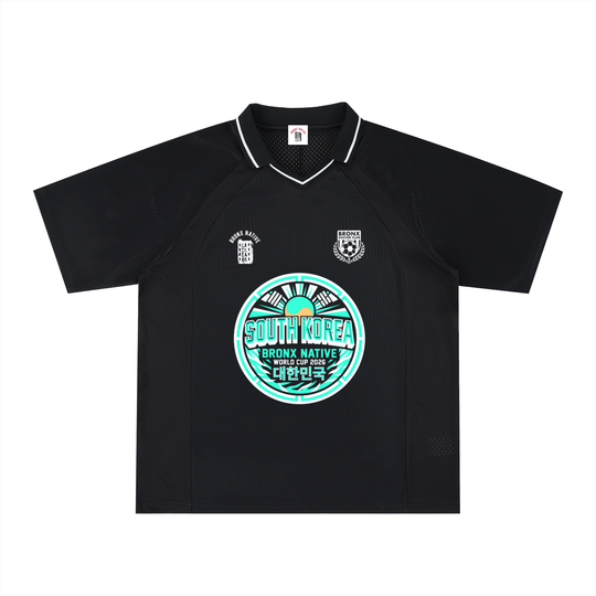 South Korea x Bronx Native Color Pop Striped V-Neck Soccer Jersey product image 1 of 2 by Bronx Native