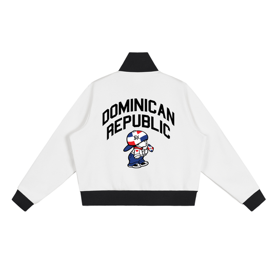 DR Independence Contrast Side Stripe Fleece Cropped Track Jacket